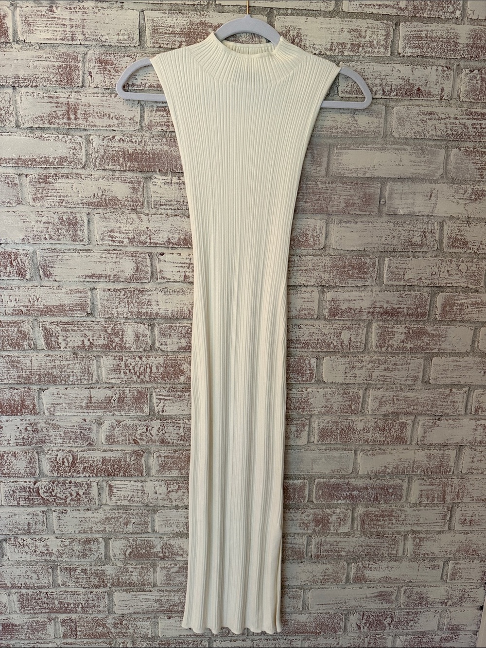 GAP Cream Ribbed Maxi Dress